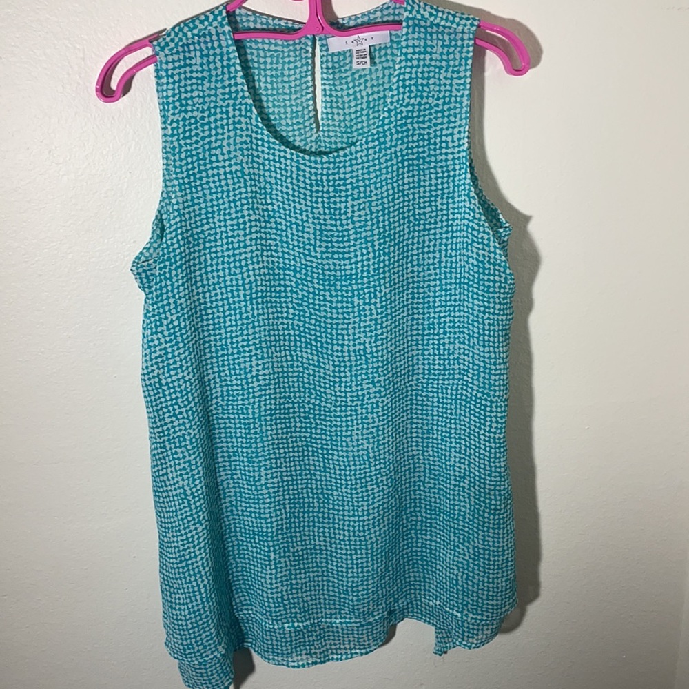 Fever Women’s Turquoise & white Tank Top-Size Small